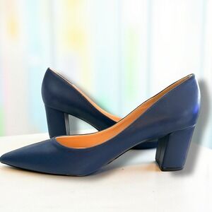 Navy Joy‎ in Love Block Heel Comfort Work Pumps